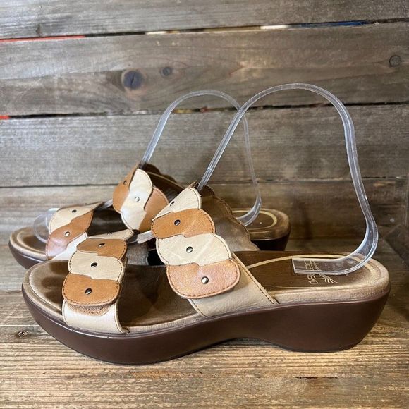 Womens Dansko Dee Brown Braided Leather Slides Sandals Size EU 38 US 7.5-8 M GUC - Picture 2 of 6